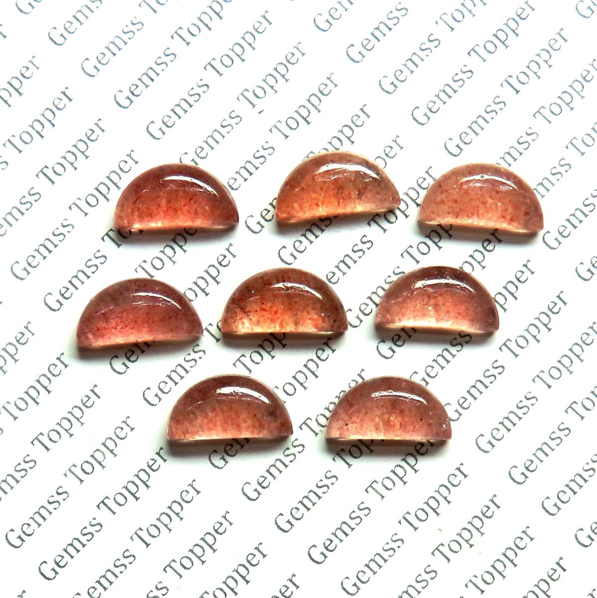Strawberry Quartz 6x12 mm D Shape Cabochon